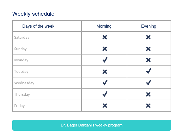 برنامه هفتگی Dr. Dargahi